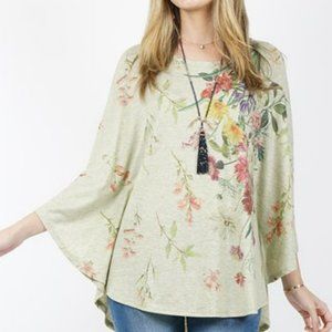 42POPS Sage Floral Poncho Tunic - Plus Size: 2X